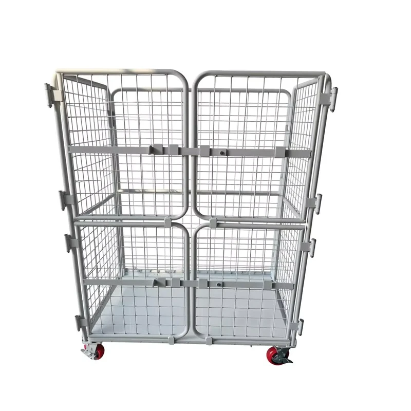Foldable Steel Mesh Warehouse Logistics Metal Storage Collapsible Logistic Roll Cage Trolley 1000kg Durable Design