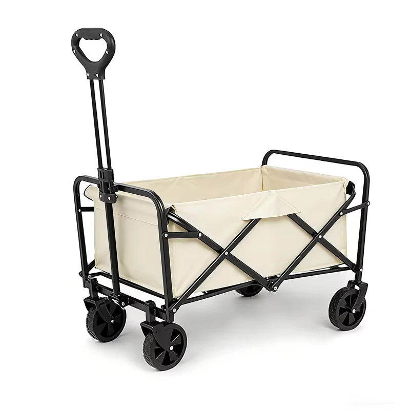 Foldable Steel Wagon Trolley Cart with Four Wheel Camping Outdoor Shopping Use OEM Customizable
