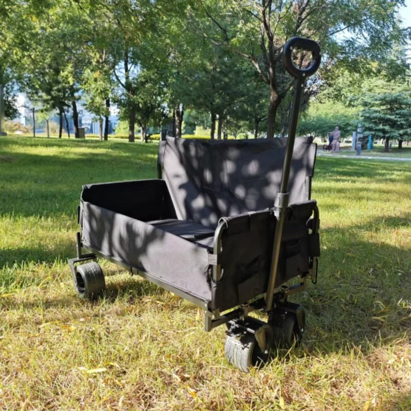 Foldable Trolley Beach 7inch Tanker Wheel Folding Camping Cart With Aluminum Alloy Rod