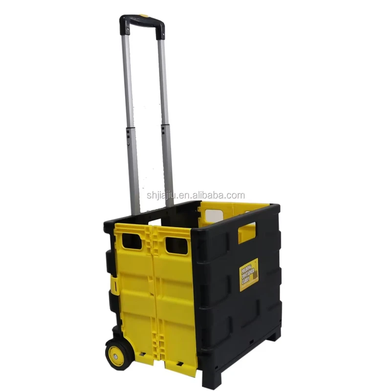 Foldable Trolley Cart Handle Storage Moving Box with Wheel Supermarket Shopping Trolley Smart Cart