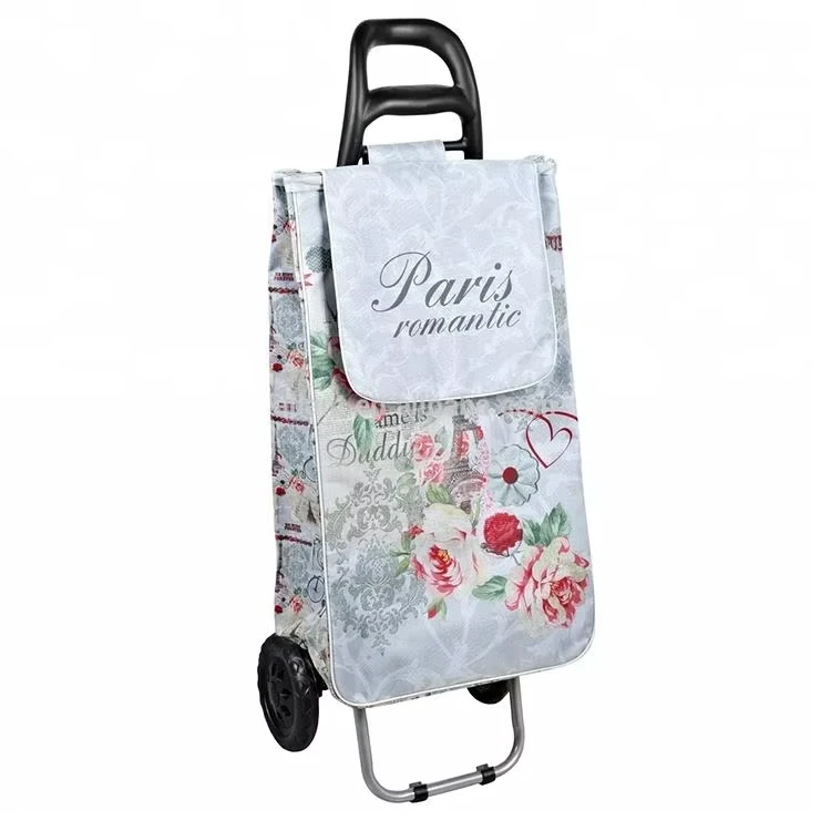 Foldable Trolley Pvc coated Polyester Fabric 600D Bag Shopping Trolley
