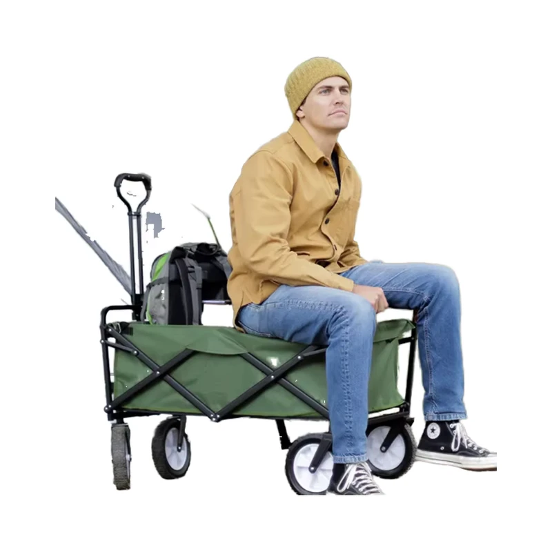 Foldable Trolley Utility Folding Camping Cart Outdoor Camping Collapsible Kids Beach Garden Wagon on FW80B