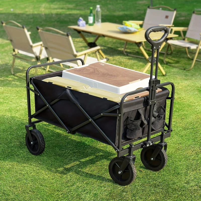 Foldable Trolleys with Wheels Collapsible Convenient Carts Shopping Trolley Wagon Cart for Camping