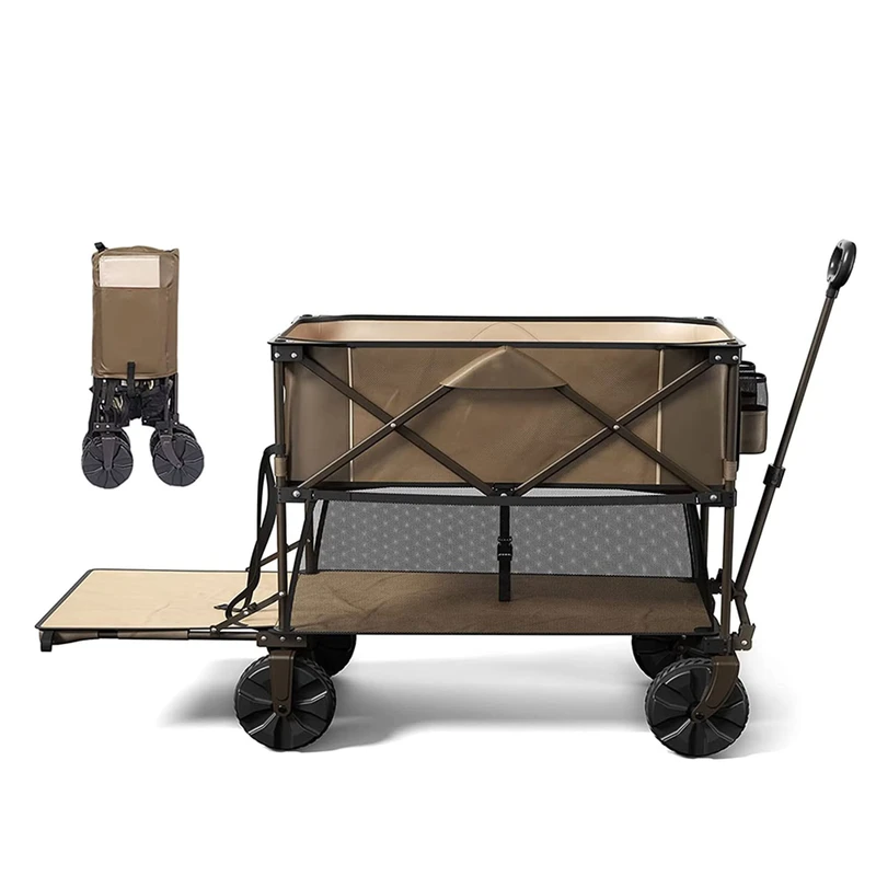 Folding Beach Wagon Heavy Duty Collapsible Cart for Camping Outdoor
