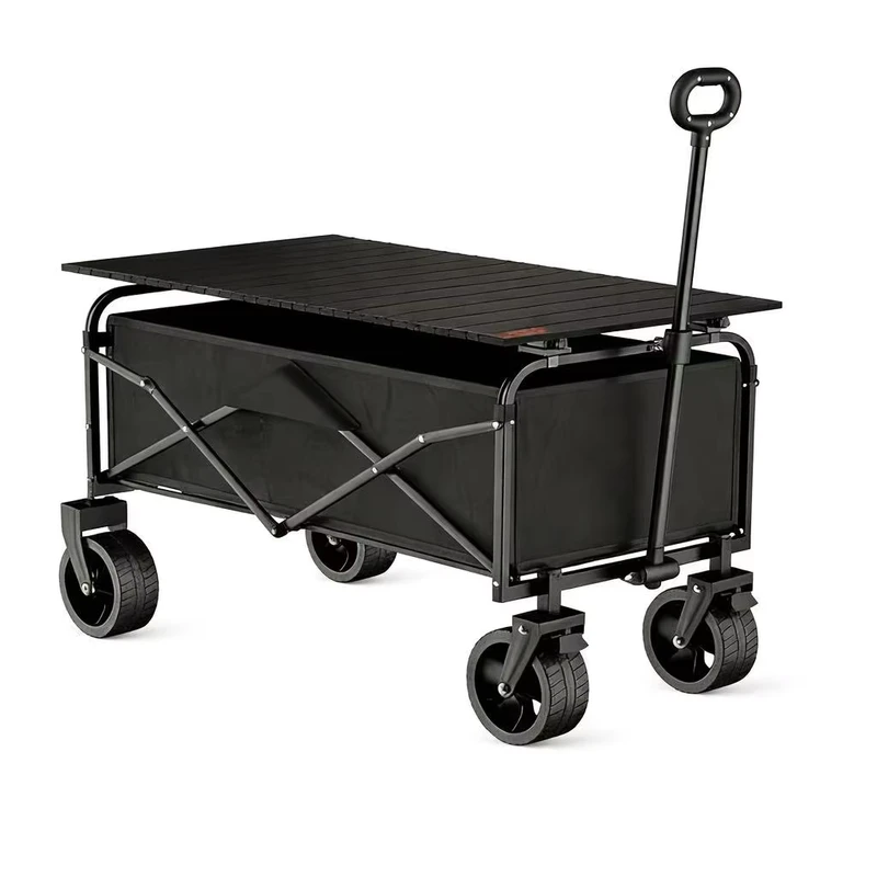 Folding Camping Cart for Street Vending Small Hand Pulled Mobile Cart for Outdoor Camping and Picnics