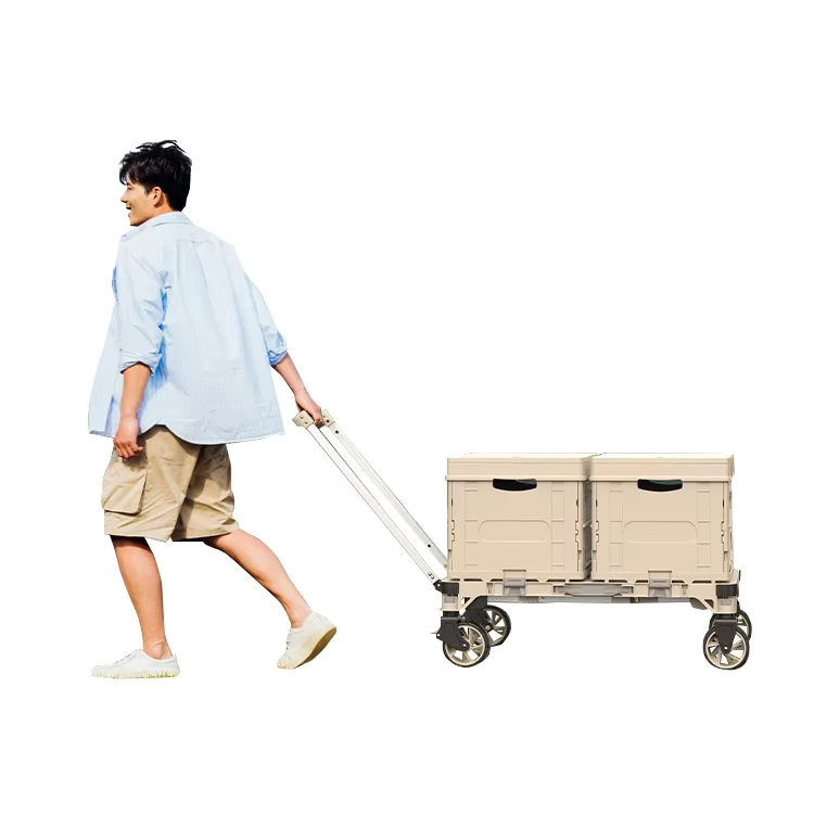 Folding Camping Table Dolly Camping Cart With Remove Castor 100KG Loading Camping Equipment Outdoor Table Products