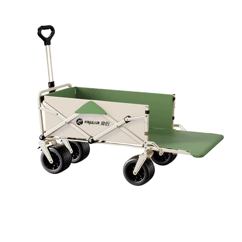 Folding Camping Trolley Cart Heavy Duty Outdoor Wagon Portable Collapsible Utility Cart for Picnic Beach Camp