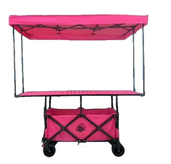 Folding Camping Wagon Cart with Table for Camping and Night Market Car Stalls