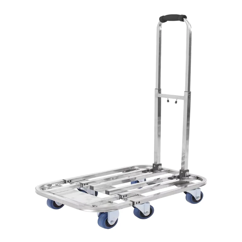 Folding Convenient Wear resistant PU 6 Wheels Telescoped and Push Pull Stainless Steel Handcart Trolley Hand Truck