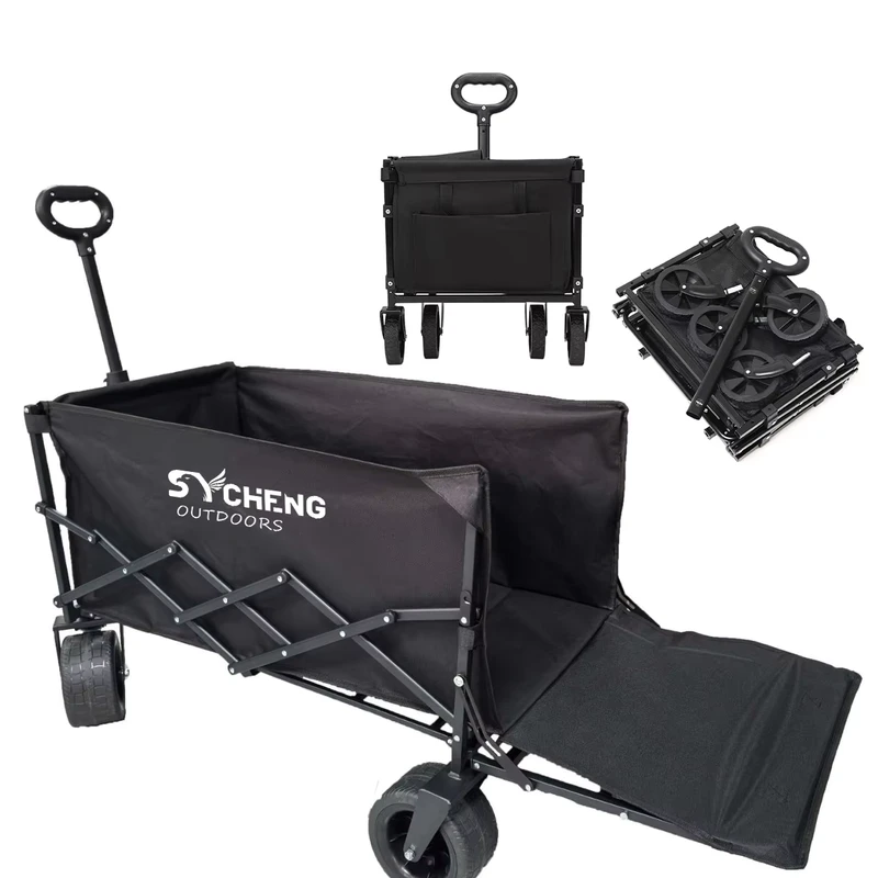 Folding Enclosed Wagon Cart Portable Heavy Duty Utility Foldable Camping Cart for Sports Shopping Outdoor OEM