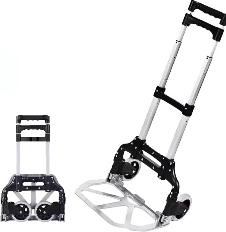 Folding Hand Truck Dolly Cart 330 Lbs Load Capacity Aluminium Trolley Cart with Telescoping Handle 2 Wheels