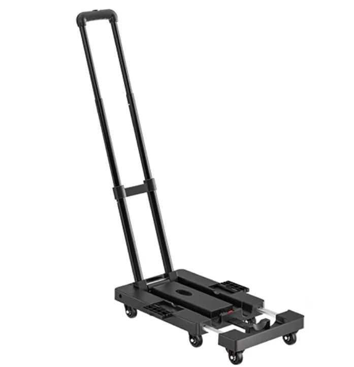 Folding Hand Truck Dolly Moving 176LB Heavy Duty Portable Luggage Cart 6 Wheels Extendable Utility Platform Black OEM