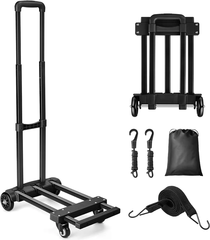 Folding Hand Truck Solid Construction Utility Dolly Cart Mini Folding Luggage Stainless Steel Cart for Moving