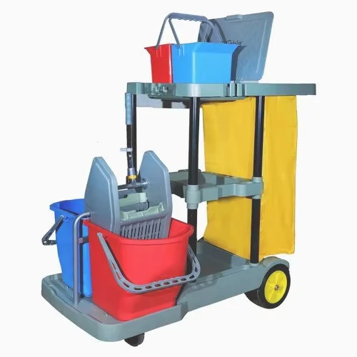 Folding Hotel Cleaning Janitorial Trolley Hotel Housekeeping Maid Cart Trolley Janitor Cart Cleaning Service Trolley