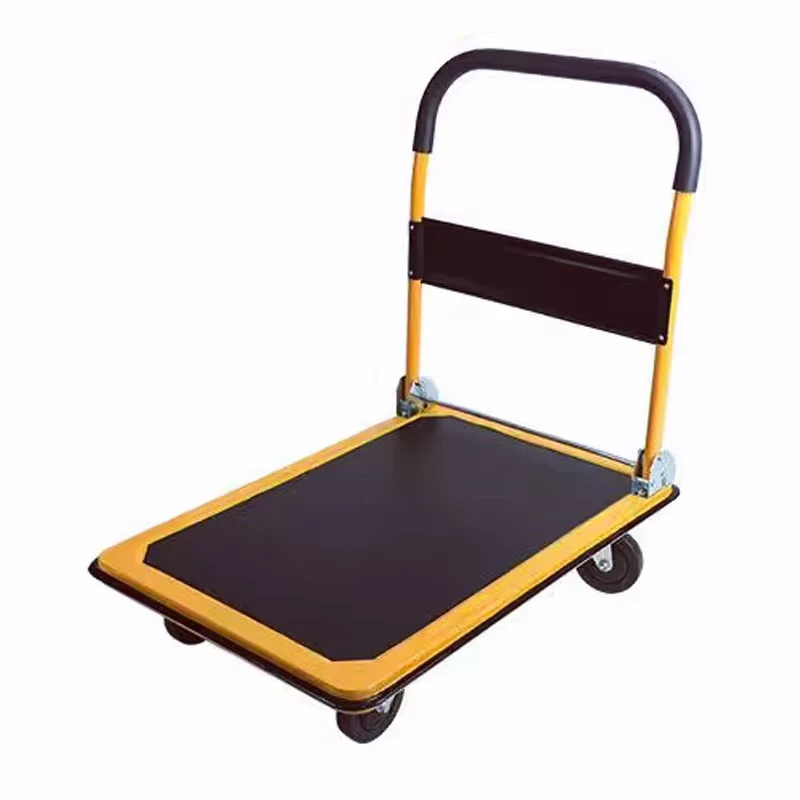 Folding Household Transport Trolley 4 Wheel Dolly Cart Compact Steel Plate Trolley Cart Platform Lockable OEM Shopping