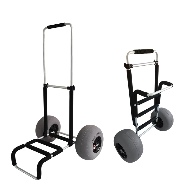 Folding Kayak Canoe Beach Cart Fishing Cargo Trolley with Two Balloon Wheels