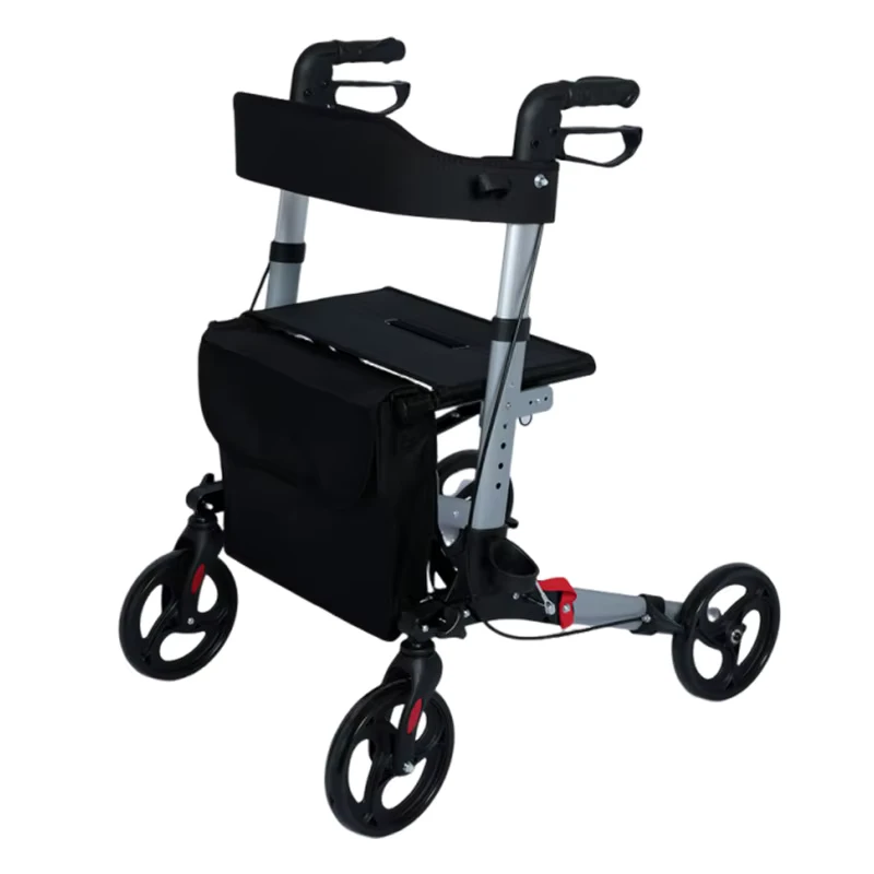 Folding Lightweight Walking Aid Shopping Cart With Seat And Large Basket For Elderly Disabled Grocery And Outdoor