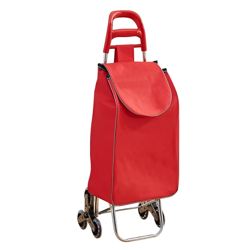 Folding Metal Portable Stair Climbing Cart for Carrying Goods Elderly Shopping Cart Household Grocery Trolley Pull Handle