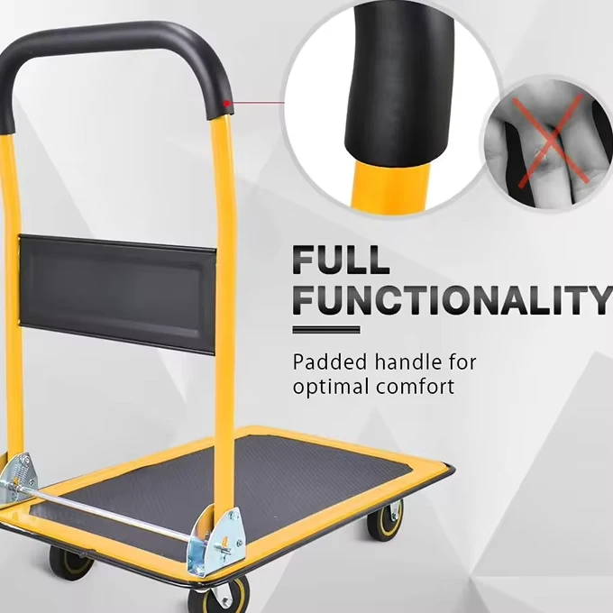 Folding Multi-purpose Hand Trolley with Classic Black-yellow Color Matching for Cargo Transport