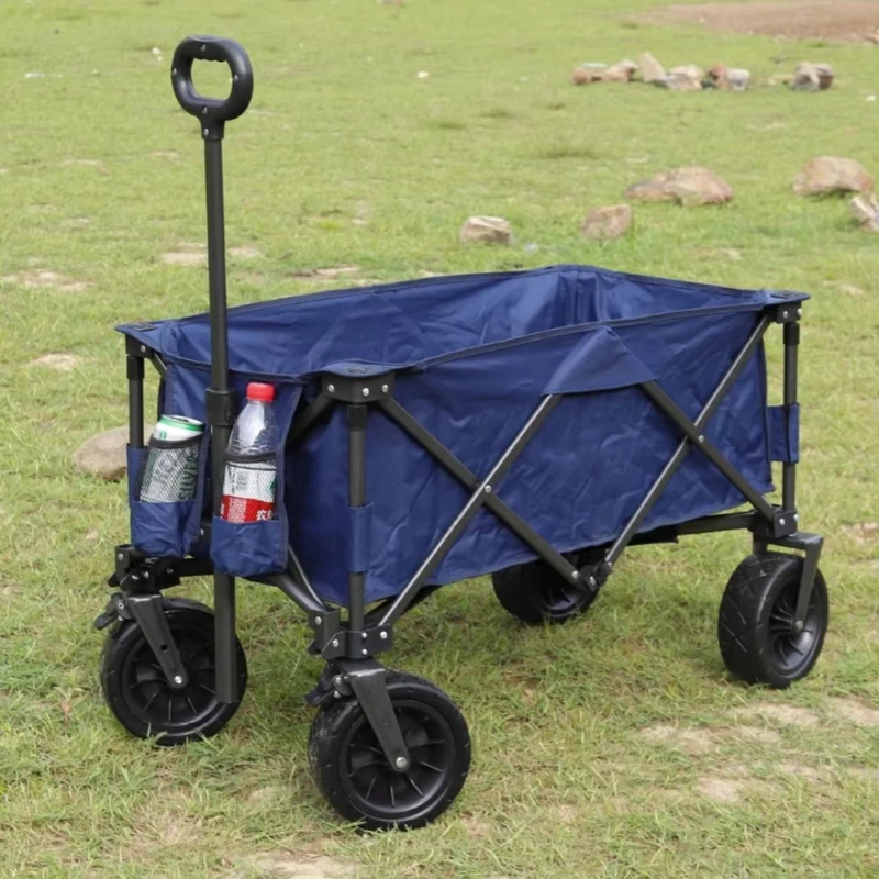 Folding Outdoor Camping Cart Trolley with 5 Inch Narrow Wheels for Fishing Picnic Shopping and E commerce Use