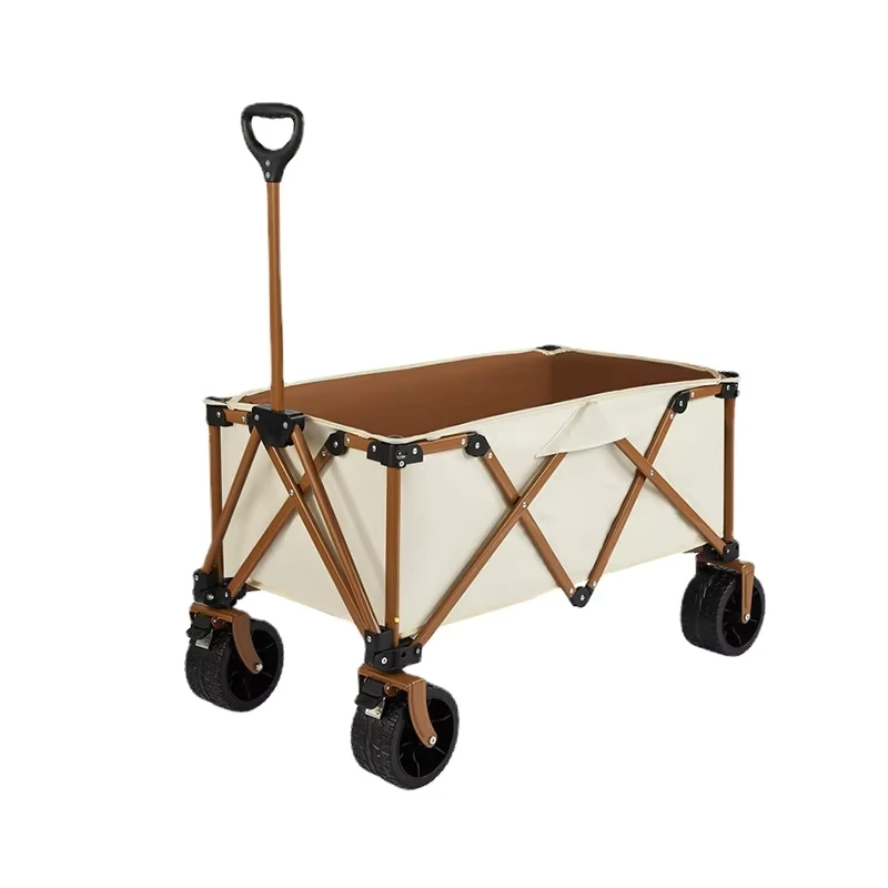 Folding Outdoor Camping Cart with Table Portable Storage Wagon for Picnic & Camping Activities Foldable Camping Trailer