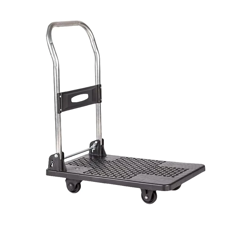 Folding Plastic Platform Trolley Cart Four Wheel Foldable Hand Truck for Warehouse Industrial Use Storage ODM Customizable