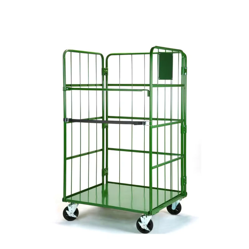 Folding Roll Cage 500kg Platform Trolley For Storage Heavy Duty Stable Roll Container Metal Carry Trolley