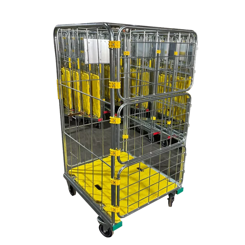 Folding Roll Container with Plastic Pallet Bottom Light Weight Transport Trolley Roll Containers