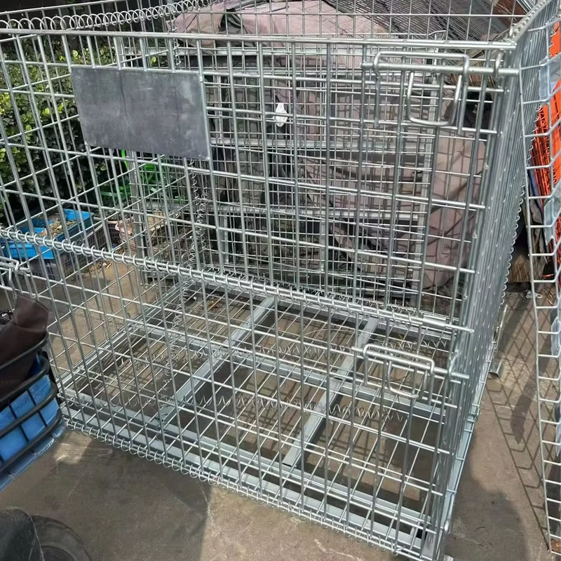 Folding Rolling Metal Container Storage Cage With Wheels
