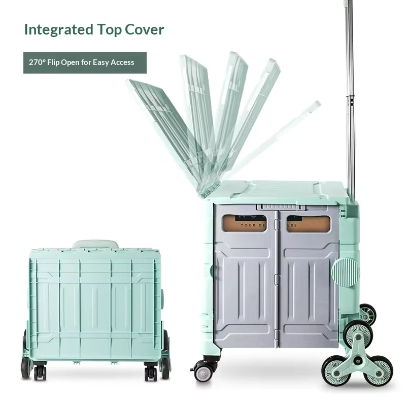 Folding Shopping Cart Alloy PP Construction Adjustable Handle Portable Movable Design for Supermarkets Outdoor Camping Picnic