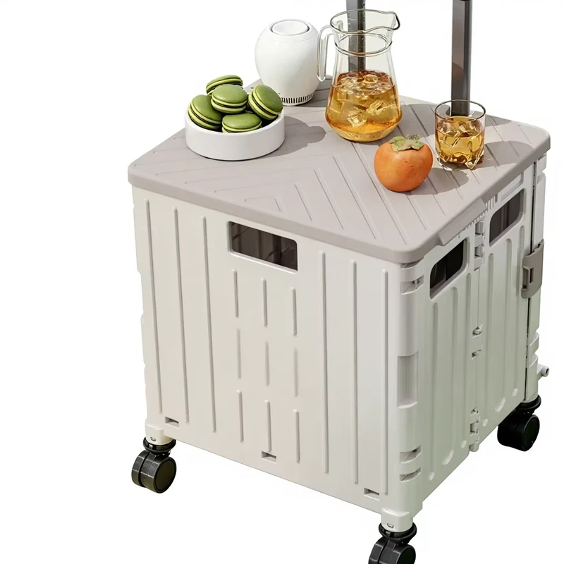 Folding Shopping Cart Kitchen Storage PP Material Eco Friendly Food Container with 45 65L Capacity Easy Cleaning for Home Use