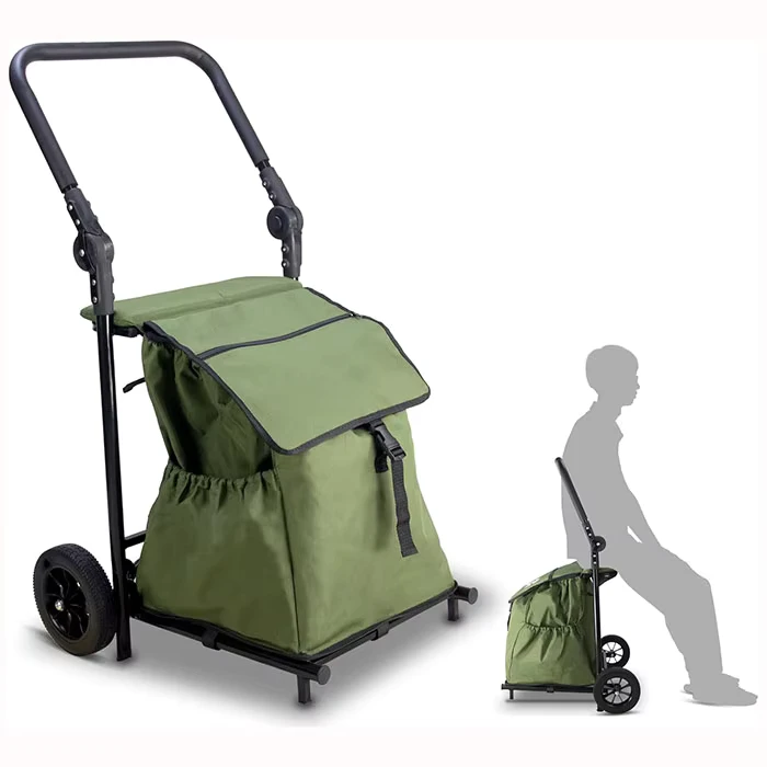 Folding Shopping Cart Portable Grocery Shopping Cart with Seat Utility Lightweight Shopping Trolley Cart Dolly