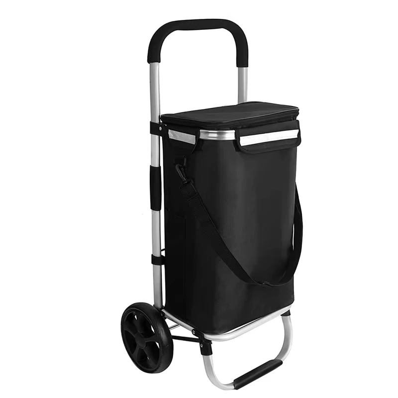 Folding Shopping Cart Portable Grocery Trolley for Supermarket Custom Logo Print Available Lightweight Utility Cart