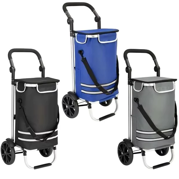 Folding Shopping Cart Trolley with Durable EVA Wheels Light Design Insulation Pockets & Hook Function
