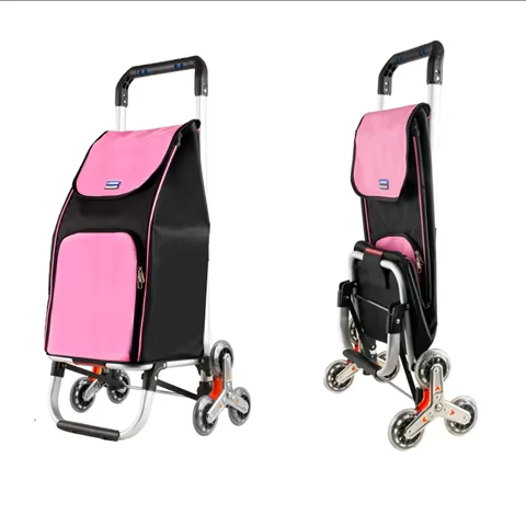 Folding Shopping Trolley Bag Cart with Wheels for Elderly Supermarkets Vegetable Moving Grocery Cart Foldable Dolly Cart