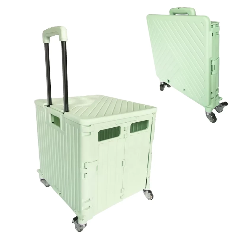 Folding Shopping Trolley Cart 4 Wheels Portable