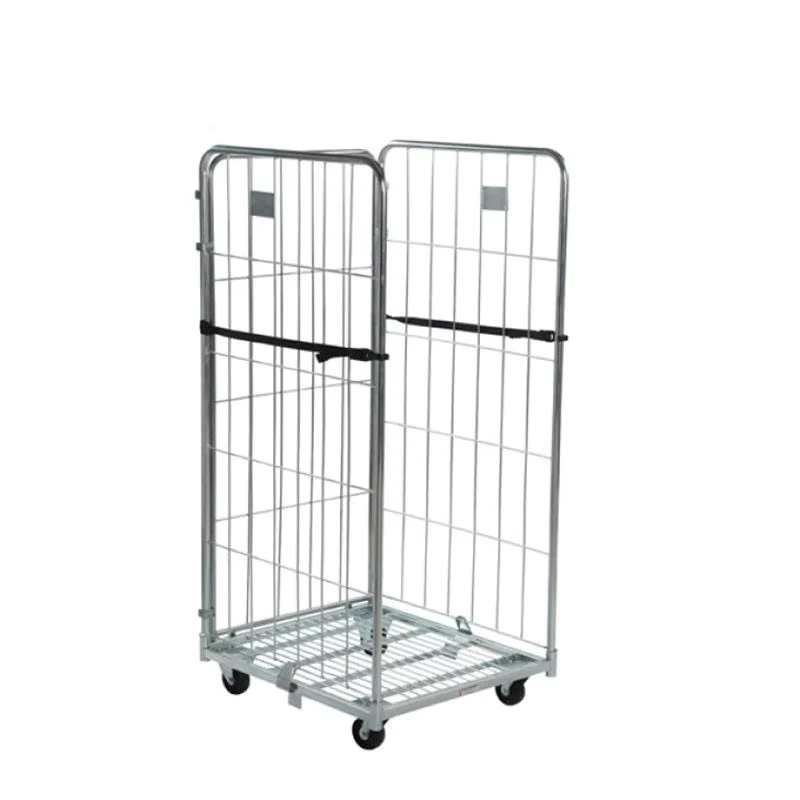Folding Steel Four Wheel Logistic Trolley Good Supplier Storage Zinc Plated Roller Cage for Warehouse OEM