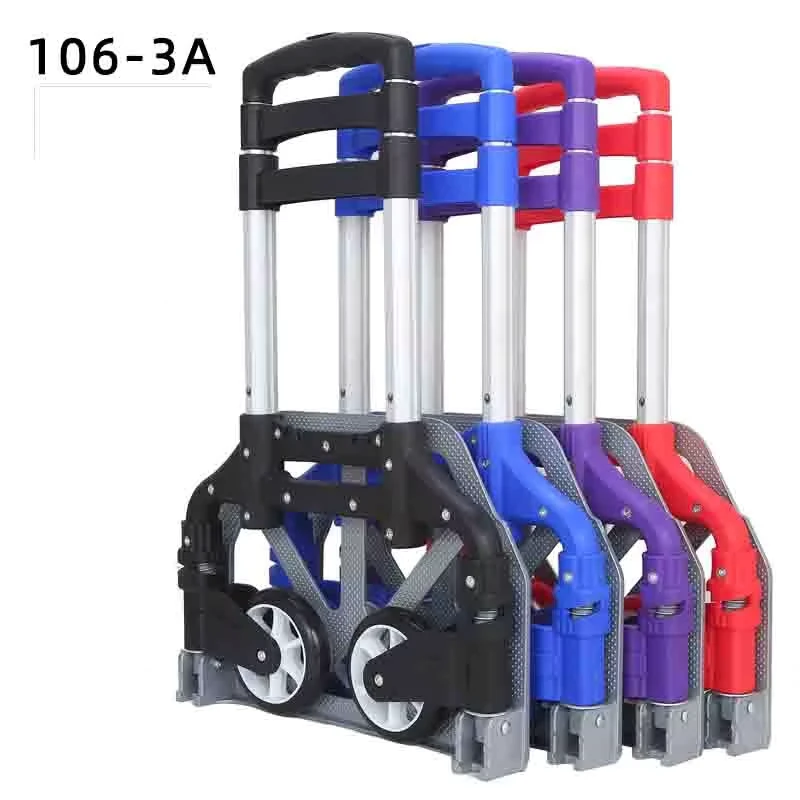 Folding Three Wheel Aluminum Hand Trolley Truck Portable Shopping Cart Heavy Duty Load Capacity