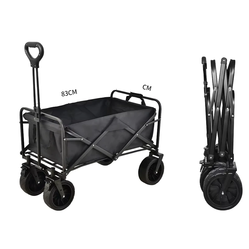 Folding Utility Cart 4 Silent Wheels Camping Shopping Wagon Heavy Duty Collapsible Steel Trolley Multi Color OEM