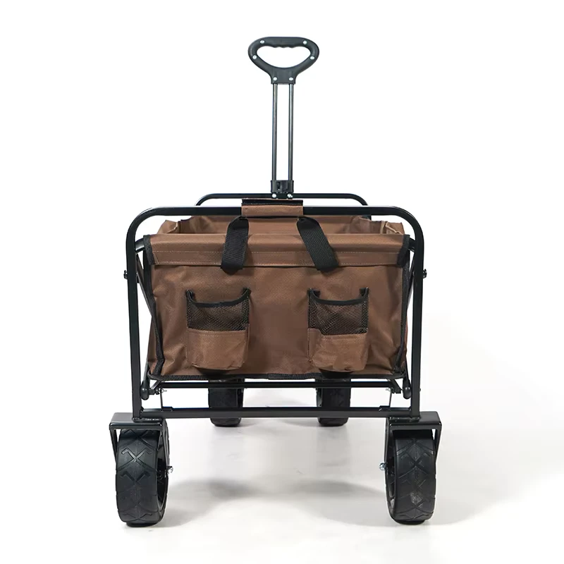 Folding Utility Cart Wagon Portable 4 Wheels Folding Beach Trolley Cart