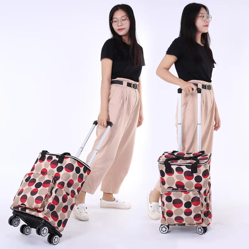 Folding Utility Shopping Cart with Cooler Bag Rolling Hand Truck Platform Trolley Folding Hand Cart Trolley 40 kg