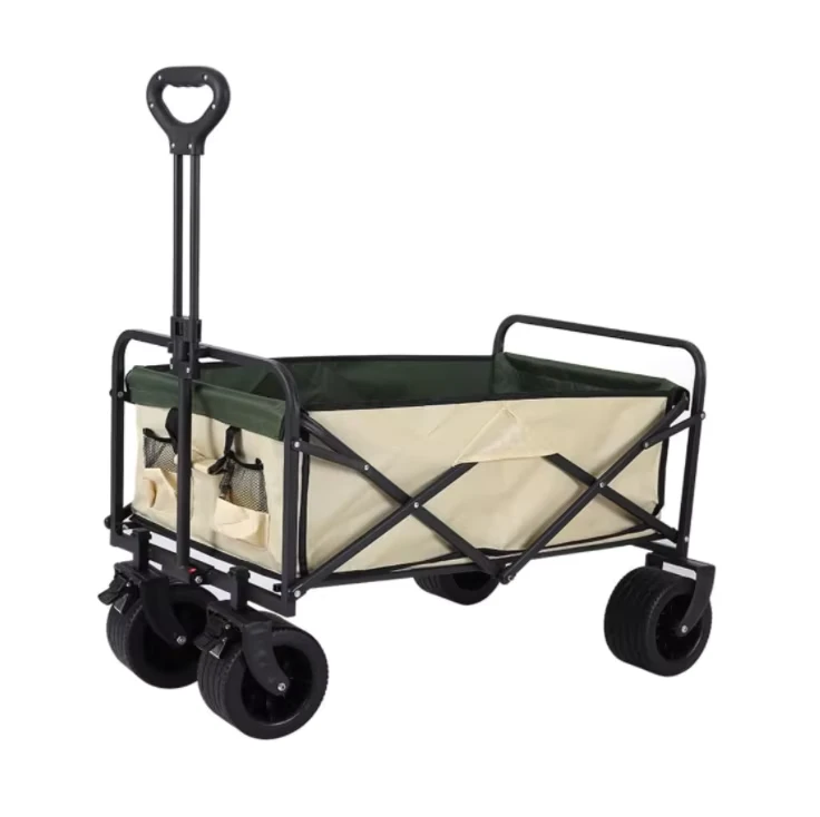 Folding Wagon with Table Heavy Duty Utility Beach Wagons with Opened Tailgate and All Terrain Wheels for Camping Garden Sports