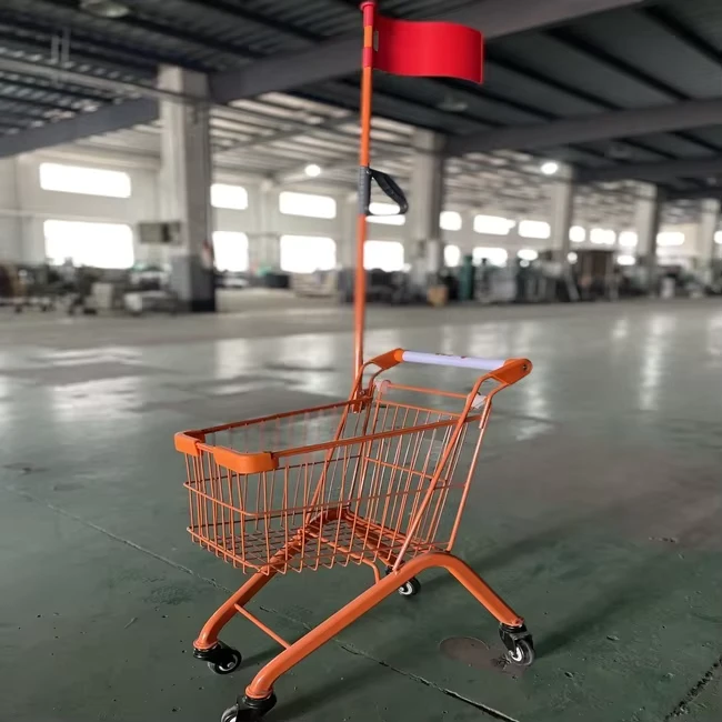 Folding Zinc Plated High Quality Steel Kids Supermarket Shopping Trolley Baby Seat Plastic Cover 3 2.5 Inch PVC PU TPR Wheels 2