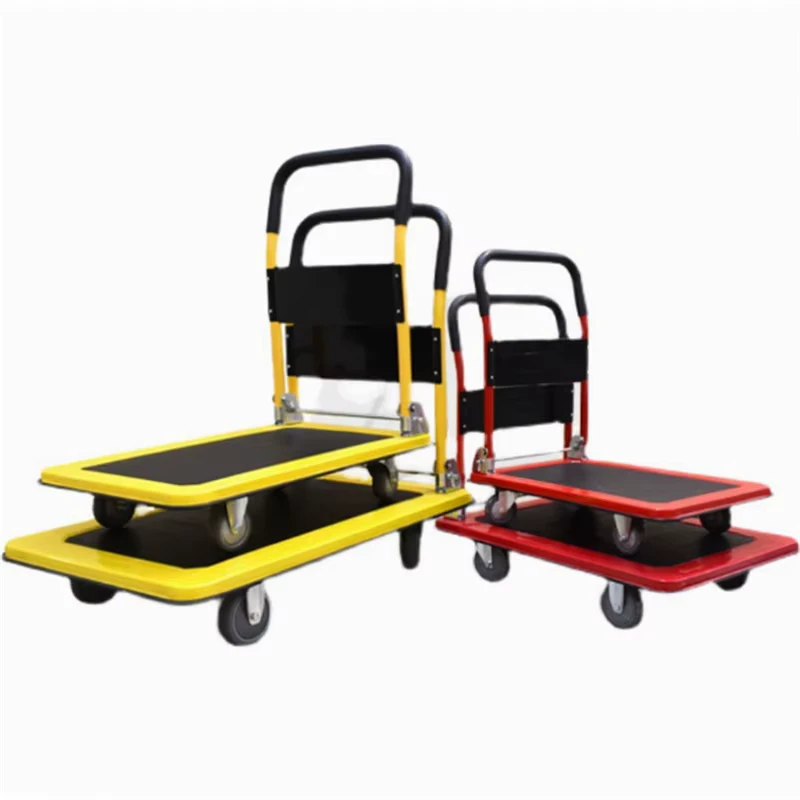 Folding portable four wheel trolley for office and home use folding small trolley