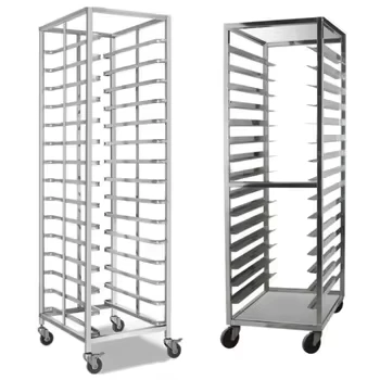 Food Grade 304 Stainless Steel Metal Baking Tray Trolley Rack Commercial Bakery Hand Carts Trolleys Bakery Cooling Trolley