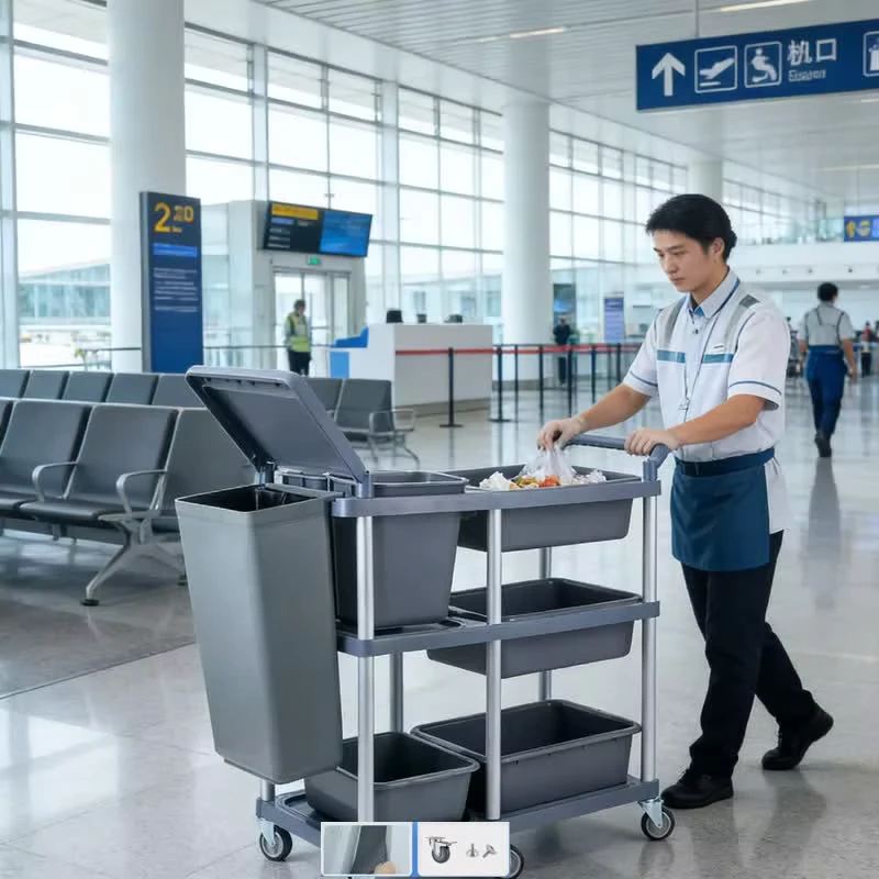 Food Service Equipment Hospitality Service Trolley Bowl Cart Cleaning Workflow Cart for Retail Food Service