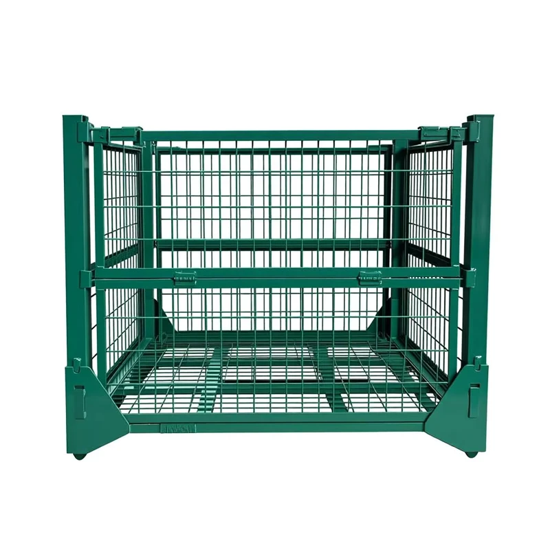 Forklift Compatible Customizable Stackable Steel Foldable Metal Wire Mesh Storage Cage Container with 1000kg Capacity