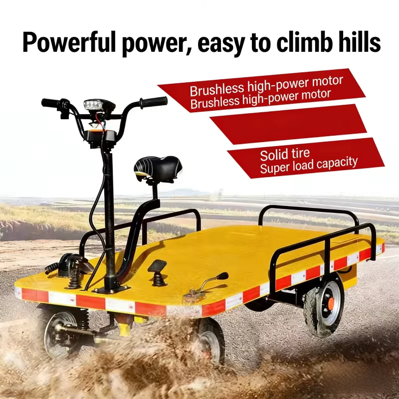 Four Wheel Disc Brake Electric Flatbed Trolley Cart Platform Cargo Transfer Truck Battery Customizable OEM Steel Heavy Duty