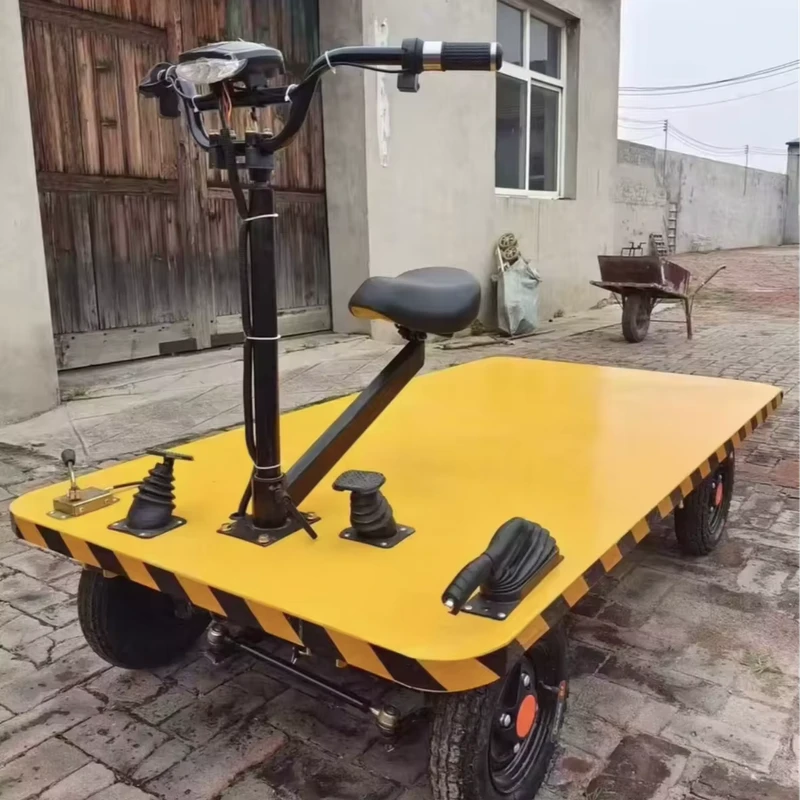 Four Wheel Electric Steel Flatbed Trolley Cart Cargo Push Transporter Work Platforms Truck 25km/h