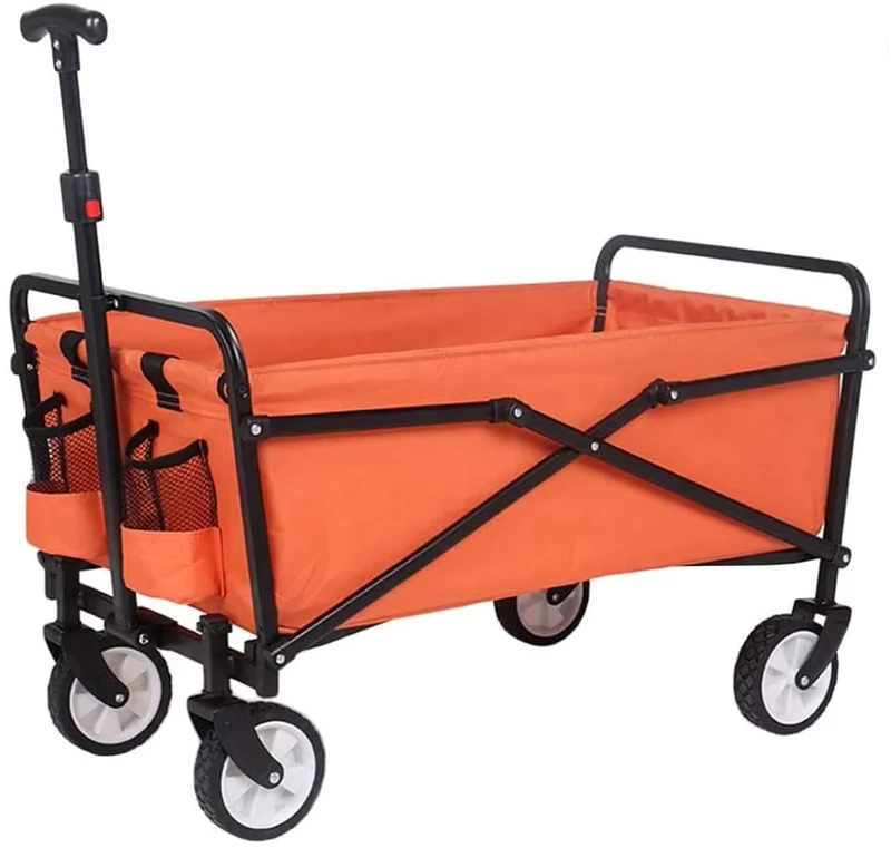 Four Wheel Folding Heavy Duty Utility Wagon for Children Small Camping Cart Mini Garden Shopping Cart Beach Trolley
